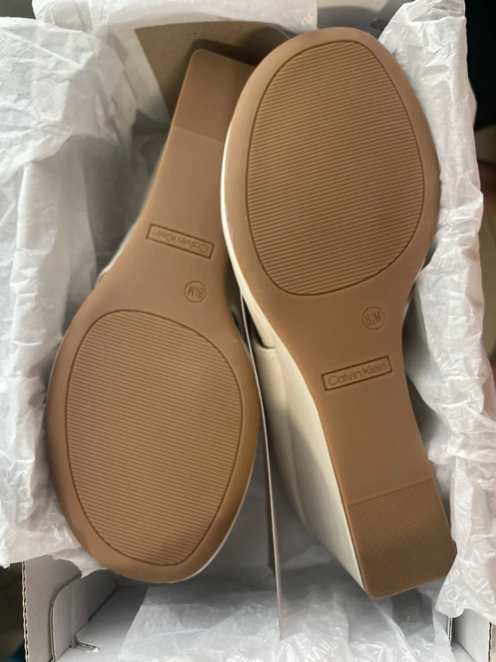 Calvin Klein Marchela Ivory Wedge Thong Sandals